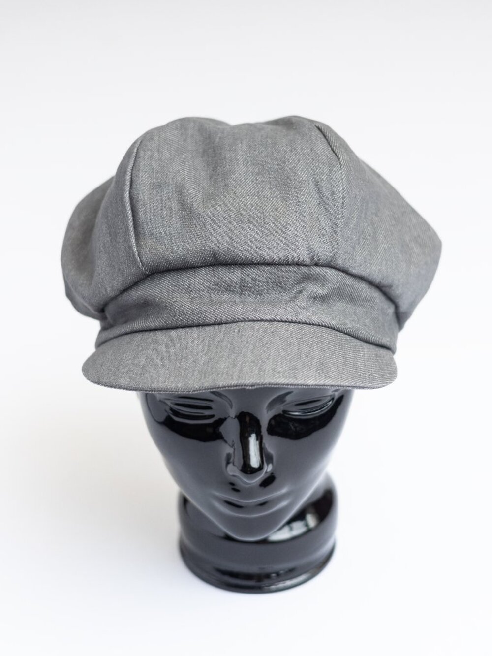 Upcycled Gray Denim Newsboy Newsie Cabbie Paperboy Hat